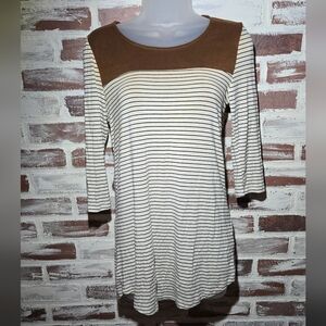 Striped Brown and White Women's Top